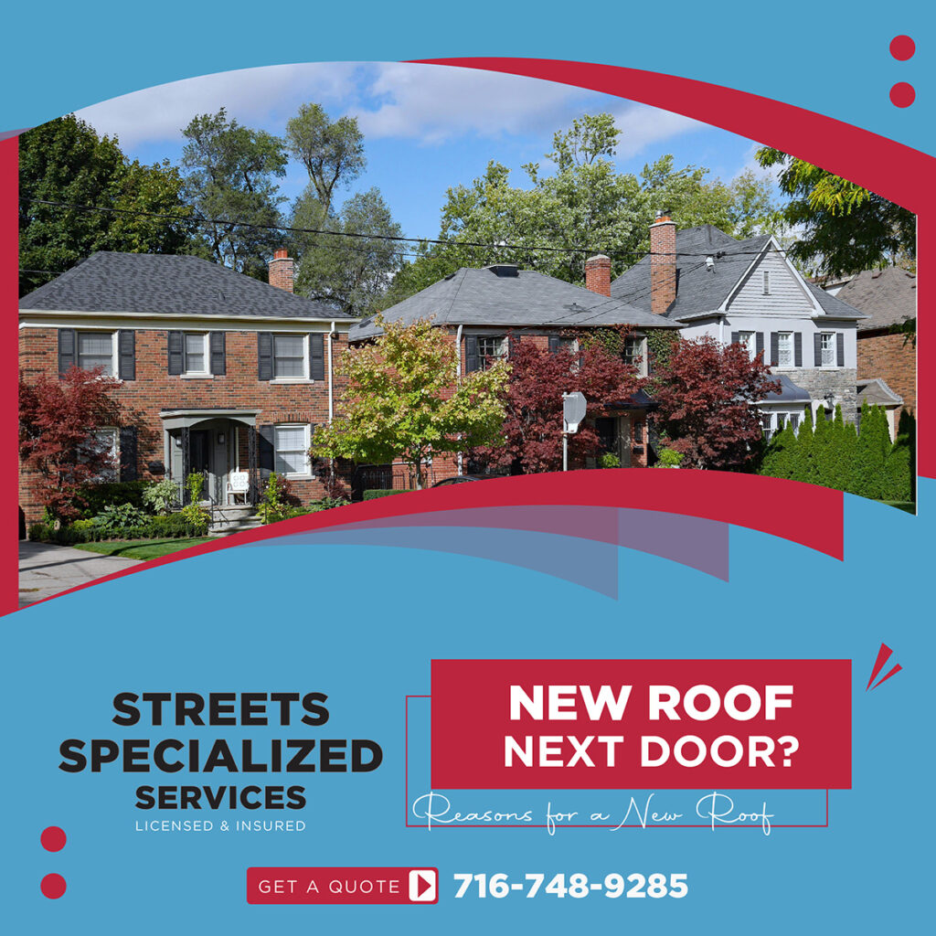 If all your neighbors have new roofs, it's a good indication it's time for you to upgrade. Street Specialized Services offers professional roof inspection, repair, and replacement.