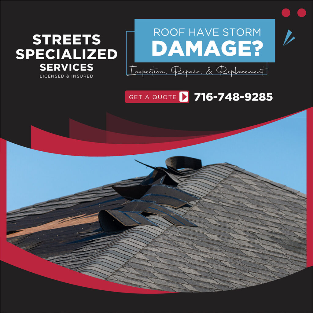 If your roof shows signs of storm damage, contact Streets Specialized Services for professional inspection, repair, and replacement.